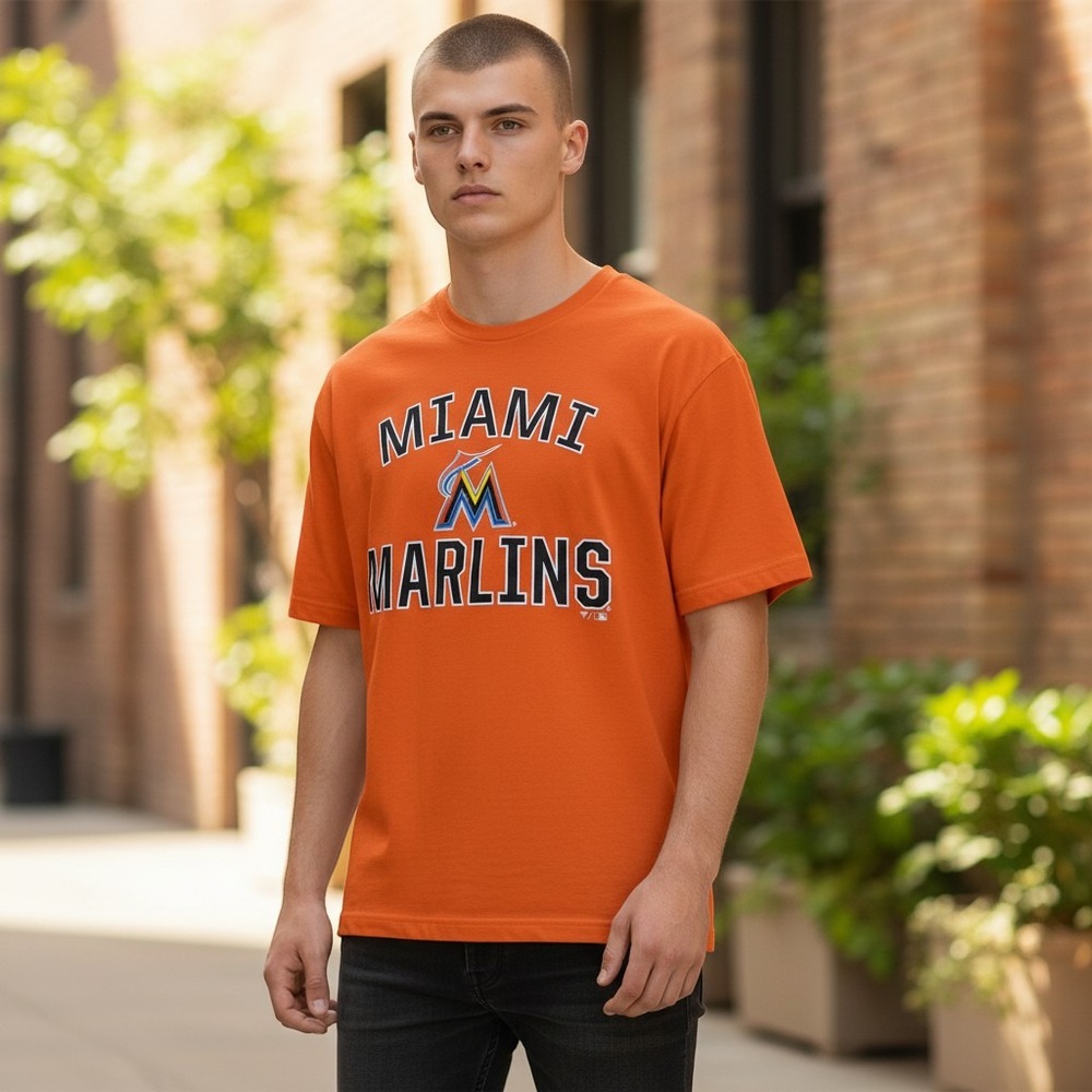 Miami Marlins Fanatics MLB T-Shirt Graphic Tee Orange Men Sz 2XL Baseball Casual